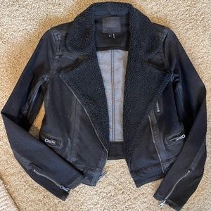 Paige black jacket with fur collar